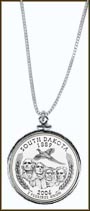 South Dakota Quarter Sterling Silver Necklace MAIN