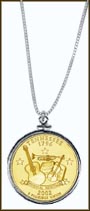 Tennessee Quarter Sterling Silver Necklace - with Gold Plated State Quarter MAIN