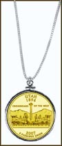 Utah Quarter Sterling Silver Necklace - with Gold Plated State Quarter MAIN