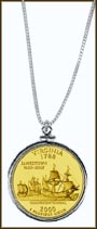 Virginia Quarter Sterling Silver Necklace - with Gold Plated State Quarter MAIN