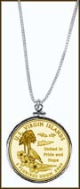 US Virgin Islands Quarter Sterling Silver Necklace - with Gold Plated Territorial Quarter MAIN