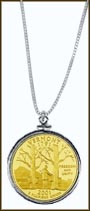 Vermont Quarter Sterling Silver Necklace - with Gold Plated State Quarter MAIN