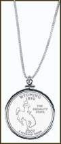 Wyoming Quarter Sterling Silver Necklace MAIN