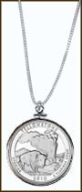 Yellowstone National Park Quarter Sterling Silver Necklace MAIN