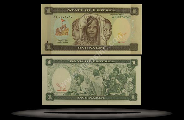Eritrea Banknote, 1 Nakfa, 24.5.1997, P#1 MAIN