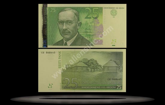Estonia Banknote, 25 Krooni, 2002, P#84 MAIN