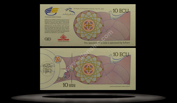 European Union Banknote, 10 ECU, 1992, P# MAIN