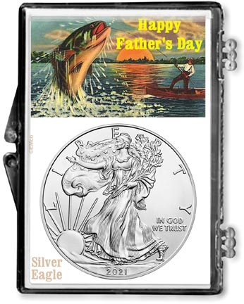2021 Father’s Day Fishing Scene American Silver Eagle Gift Display LARGE
