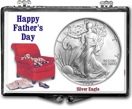 1989 Father’s Day Easy Chair American Silver Eagle Gift Display MAIN