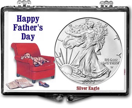 Father’s Day Easy Chair American Silver Eagle Gift Display LARGE