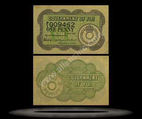 Fiji Banknote, 1 Penny, 1.7.1942, P#47a MAIN