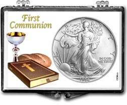 1986 First Communion American Silver Eagle Gift Display THUMBNAIL