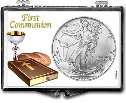 1992 First Communion American Silver Eagle Gift Display LARGE