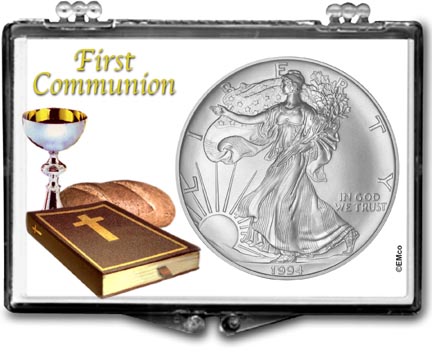 1994 First Communion American Silver Eagle Gift Display MAIN
