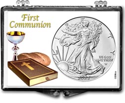 First Communion American Silver Eagle Gift Display THUMBNAIL