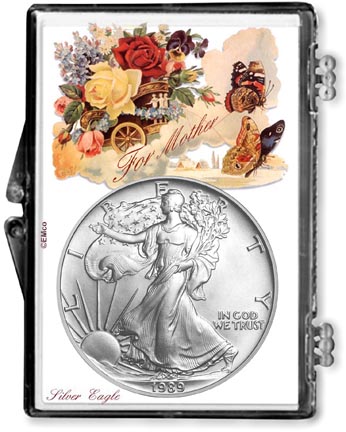 1989 For Mother American Silver Eagle Gift Display MAIN