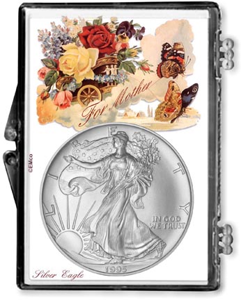 1995 For Mother American Silver Eagle Gift Display MAIN