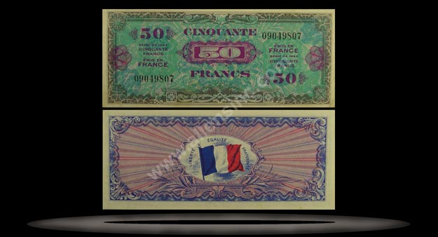 Allied Military Currency, France Banknote, 50 Francs, 1944, P#117a MAIN