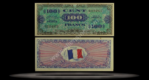 Allied Military Currency, France Banknote, 100 Francs, 1944, P#118a MAIN