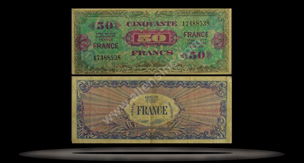 Allied Military Currency, France Banknote, 50 Francs, 1944, P#122a MAIN