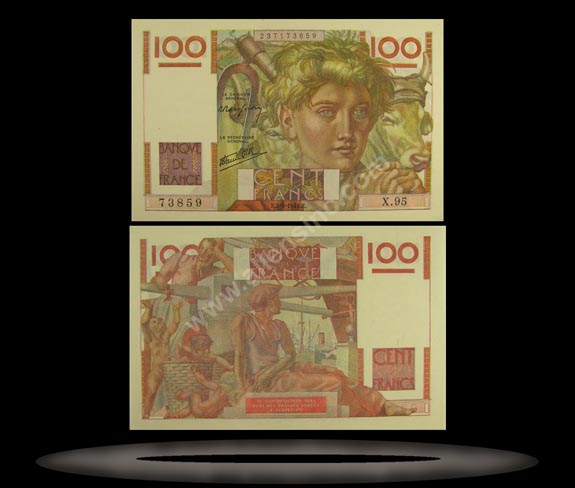 France Banknote, 100 Francs, 1.10.1953, P#128d MAIN