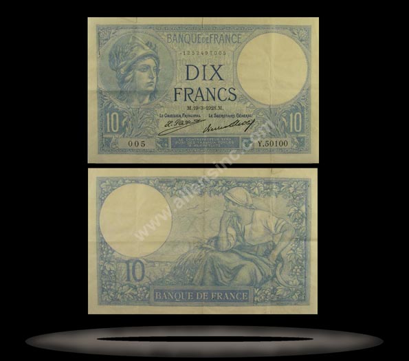 France Banknote, 10 Francs, 23.10.1926, P#73d MAIN