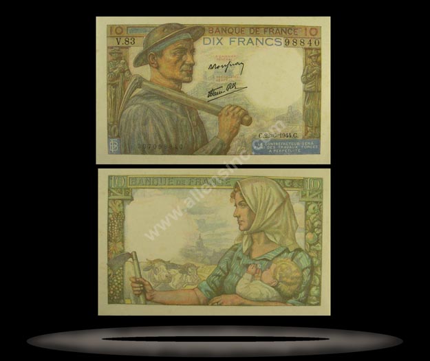 France Banknote, 10 Francs, 26.11.1942, P#99e MAIN