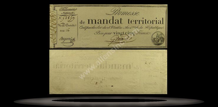 France Banknote, 25 Francs, An IV (18.3.1796), P#83b MAIN