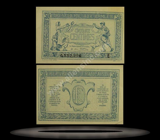 France Banknote, 50 Centimes, ND (1917), P#1 MAIN