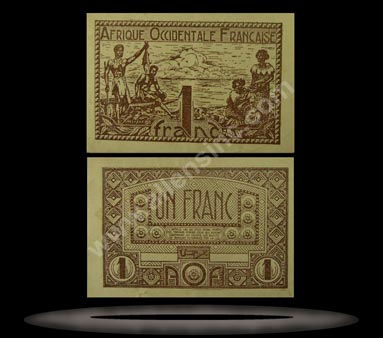 French West Africa Banknote, 1 Franc, ND (1944), P#34a MAIN