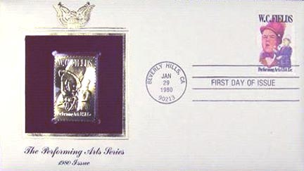 #1803 15¢ W. C. Fields - Gold-Foil First Day Cover MAIN