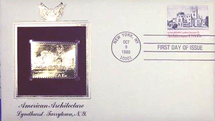 #1841 15¢ American Architecture: Lyndhurst - Gold-Foil First Day Cover MAIN