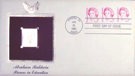 #1850 7¢ Abraham Baldwin - Gold-Foil First Day Cover MAIN