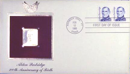 #1854 11¢ Alden Partridge - Gold-Foil First Day Cover MAIN