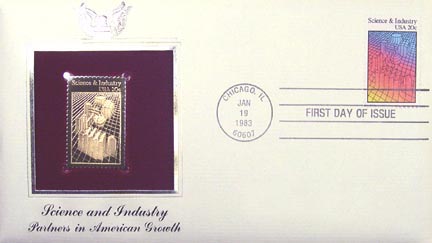 #2031 20¢ Science and Industry - Gold-Foil First Day Cover MAIN