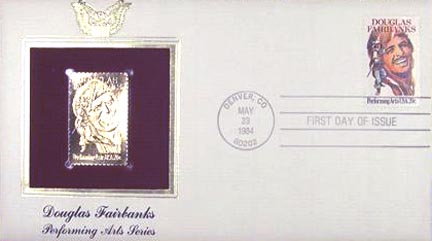 #2088 20¢ Douglas Fairbanks - Gold-Foil First Day Cover MAIN