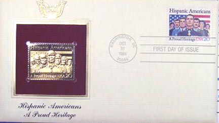 #2103 20¢ Hispanic Americans - Gold-Foil First Day Cover MAIN