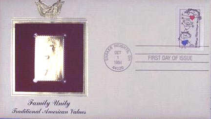 #2104 20¢ Family - Gold-Foil First Day Cover MAIN