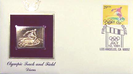 #2554 29¢ 1992 Olympics: Discus - Gold-Foil First Day Cover MAIN