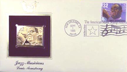 #2982 32¢ Louis Armstrong - Gold-Foil First Day Cover MAIN