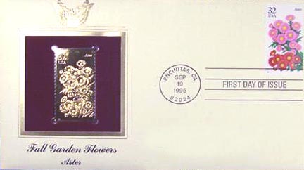 #2993 32¢ Garden Flowers: Aster - Gold-Foil First Day Cover MAIN