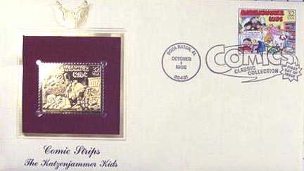 #3000b 32¢ Comic Strip: Katzenjammer Kids - Gold-Foil First Day Cover MAIN