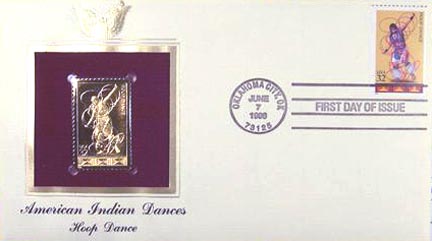 #3076 32¢ American Indian Dances: Hoop - Gold-Foil First Day Cover MAIN