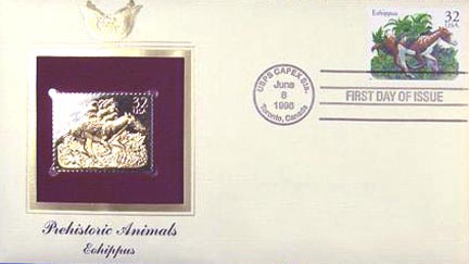 #3077 32¢ Prehistoric Animals: Eohippus - Gold-Foil First Day Cover MAIN