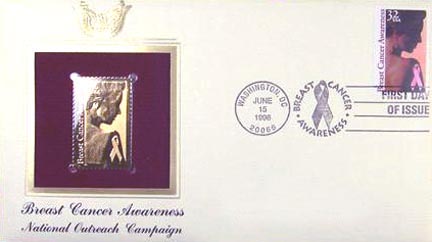 #3081 32¢ Breast Cancer Awareness - Gold-Foil First Day Cover MAIN