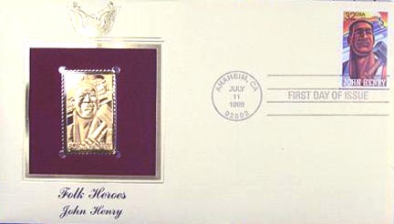 #3085 32¢ Folk Heros: John Henry - Gold-Foil First Day Cover MAIN