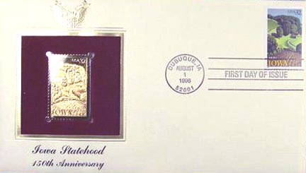 #3088 32¢ Iowa Statehood - Gold-Foil First Day Cover MAIN