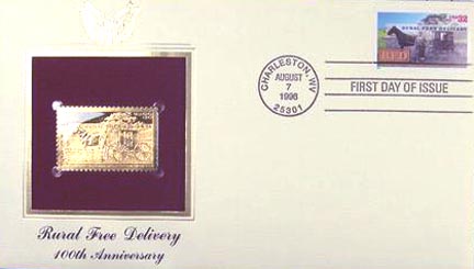 #3090 32¢ Rural Free Delivery - Gold-Foil First Day Cover MAIN