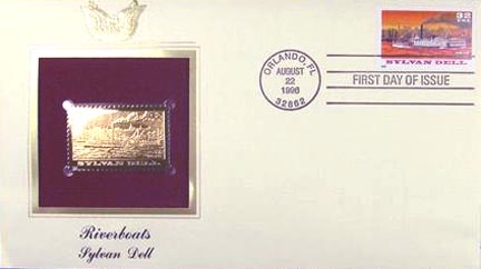 #3092 32¢ Riverboats: Sylvan Dell - Gold-Foil First Day Cover MAIN