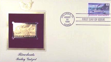 #3095 32¢ Riverboats: Bailey Gatzert - Gold-Foil First Day Cover MAIN